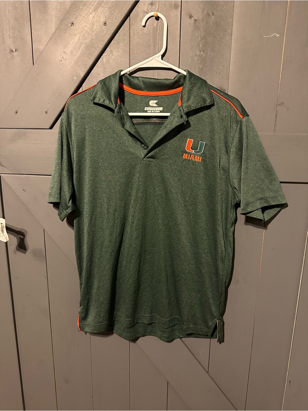 Colosseum Miami Hurricanes Dark Green Polo with Orange Trim Size Men’s Small